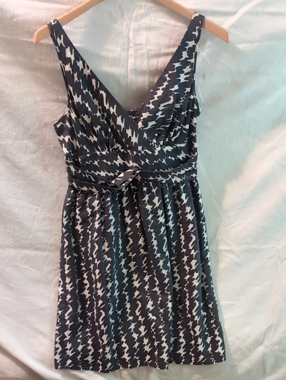 Ann Taylor Black & White Printed Silk/Cotton Dress